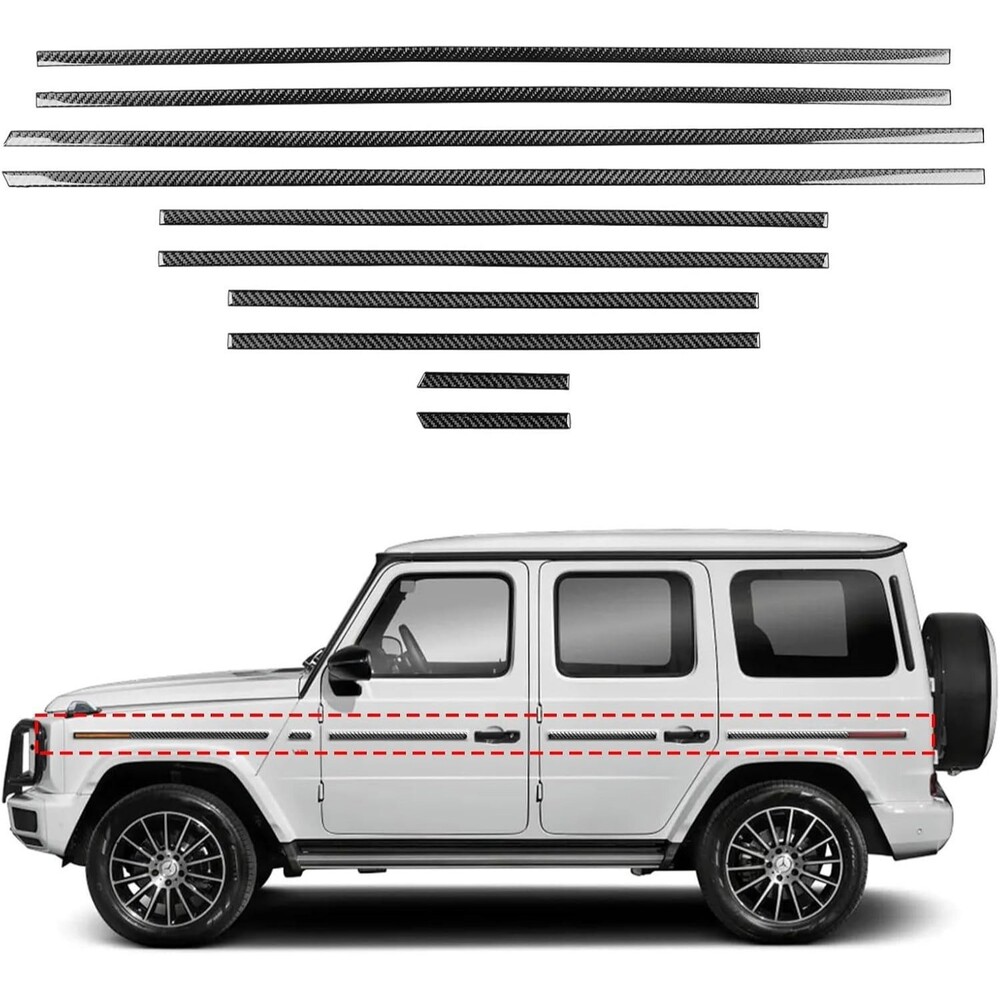 Carbon Fiber Side Body Molding Trim Real for Mercedes Benz Door Protector Strips